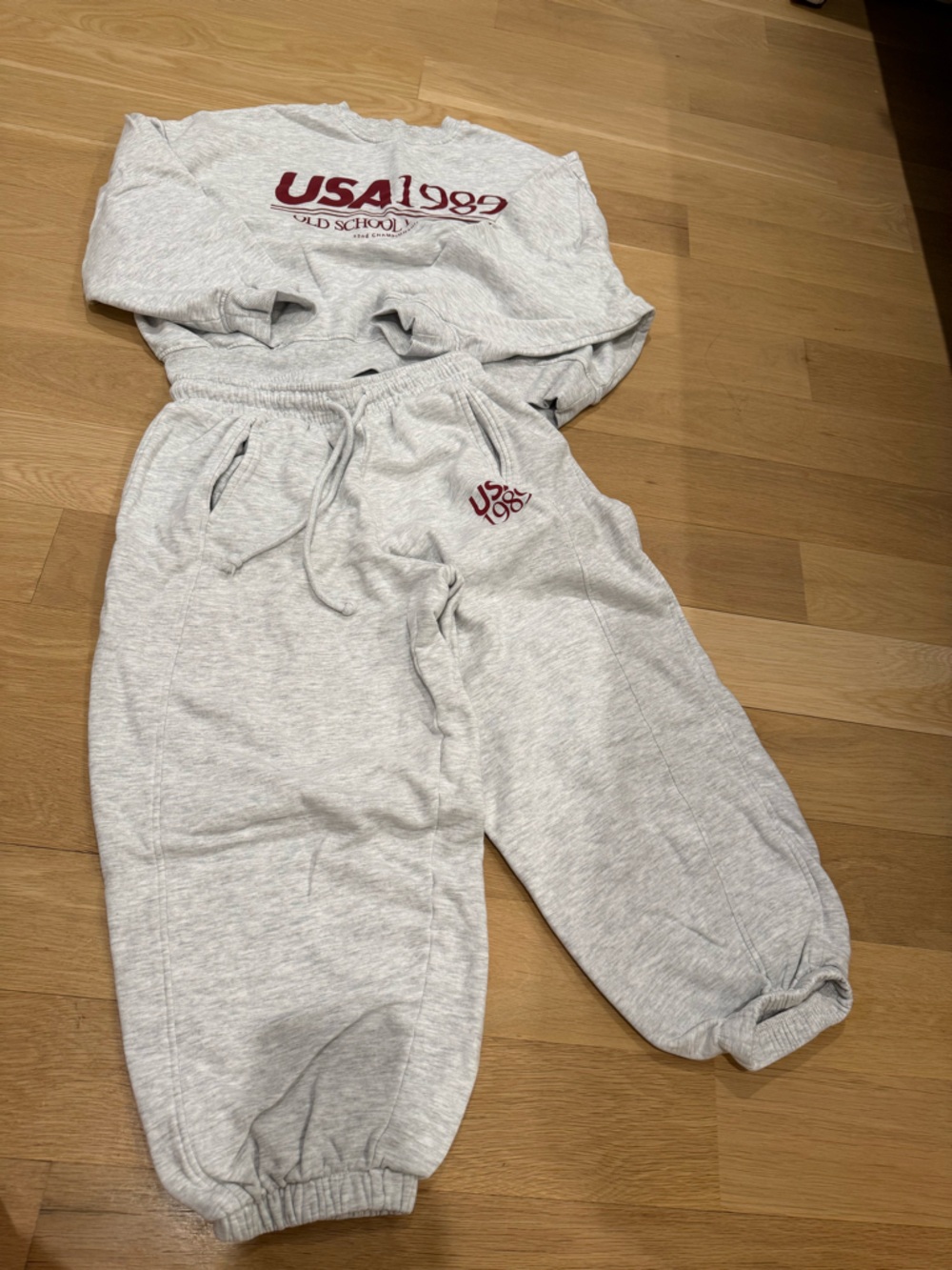 Zara Light Gray Sweatpants with Maroon Logo